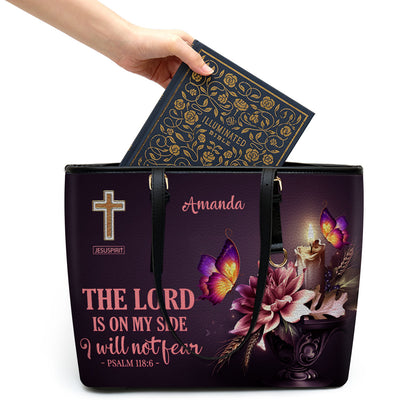 Lovely Personalized Large Leather Tote Bag - The Lord Is On My Side H12