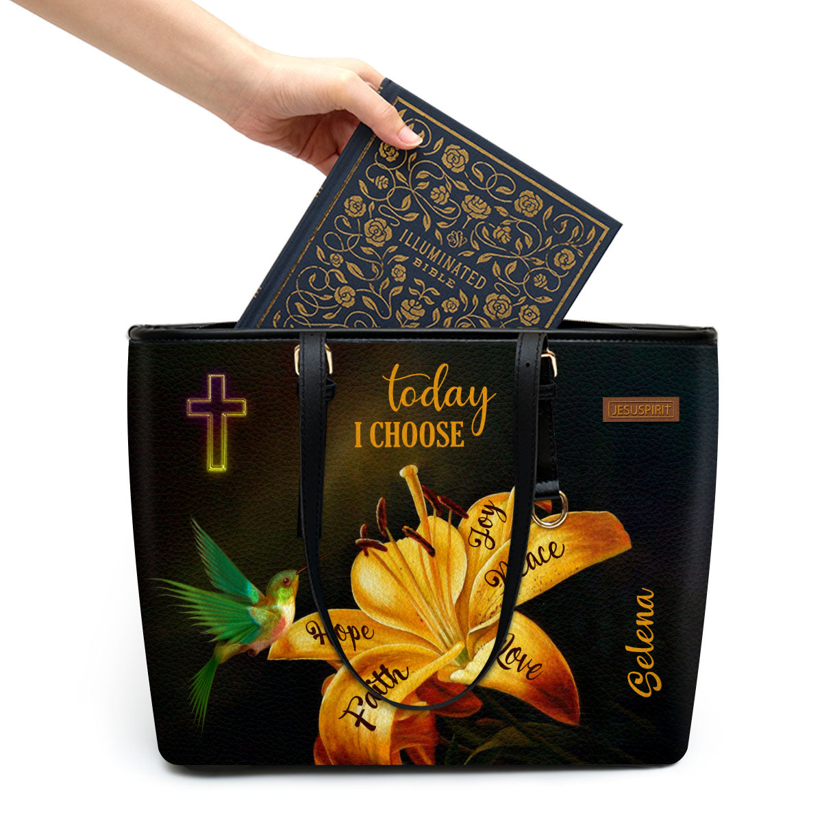Lovely Personalized Large Leather Tote Bag - Today I Choose Love H15