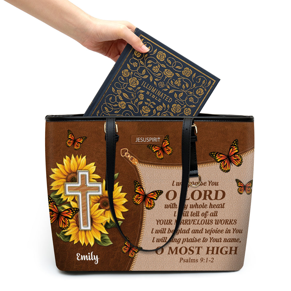 I Will Be Glad And Rejoice In You - Special Personalized Large Leather Tote Bag NUH297