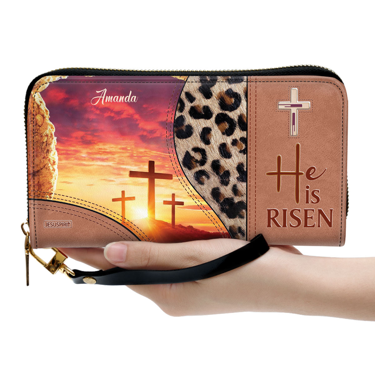 He Is Risen - Beautiful Personalized Cross Clutch Purse NUM295