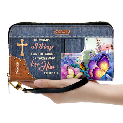 Must - Have Personalized Clutch Purse - He Works All Things For The Good Of Those Who Love Him NUM315