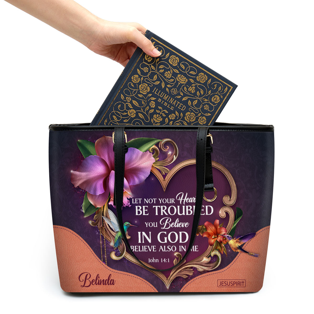 You Believe In God - Special Personalized Large Leather Tote Bag NUM393