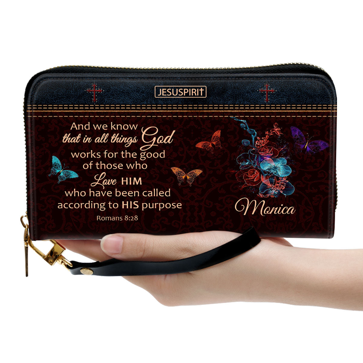 We Know That In All Things God Works - Unique Personalized Clutch Purse NUM431