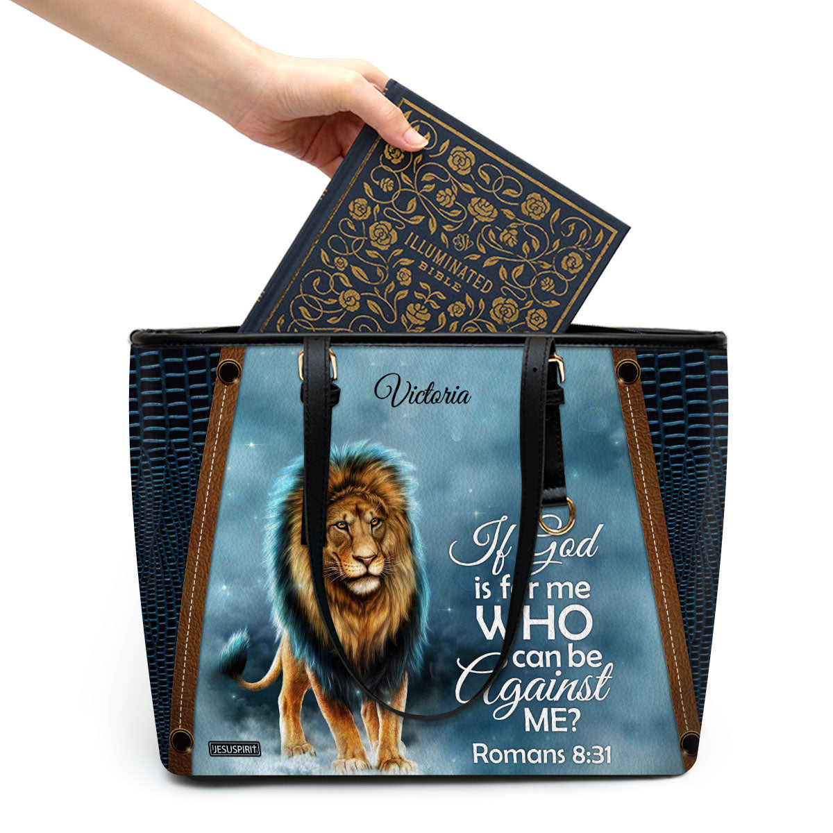 Must-Have Personalized Large Leather Tote Bag - If God Is For Me Who Can Be Against Me NUM461
