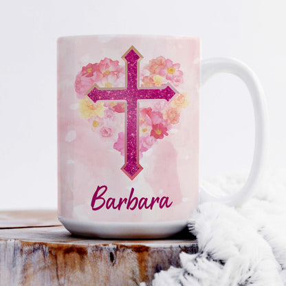 Sweet Personalized Cross White Ceramic Mug - Love Was Shaped Like A Heart But Actually Like A Cross NUHN222B
