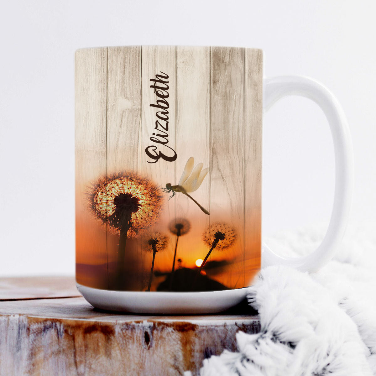 Beautiful Personalized Dandelion White Ceramic Mug - Give Me Jesus NUA161