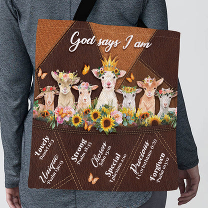 Cute Lamb And Sunflower Tote Bag - God Says You Are Chosen NM144