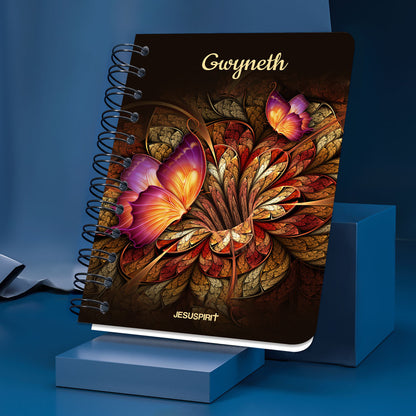 Jesuspirit | Stunning Flower Personalized Spiral Journal | Psalm 34:1 | I Will Bless The Lord At All Times SJH605