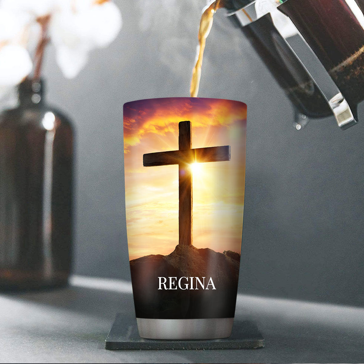 Must-Have Personalized Stainless Steel Tumbler 20oz - Rise Up And Pray H10