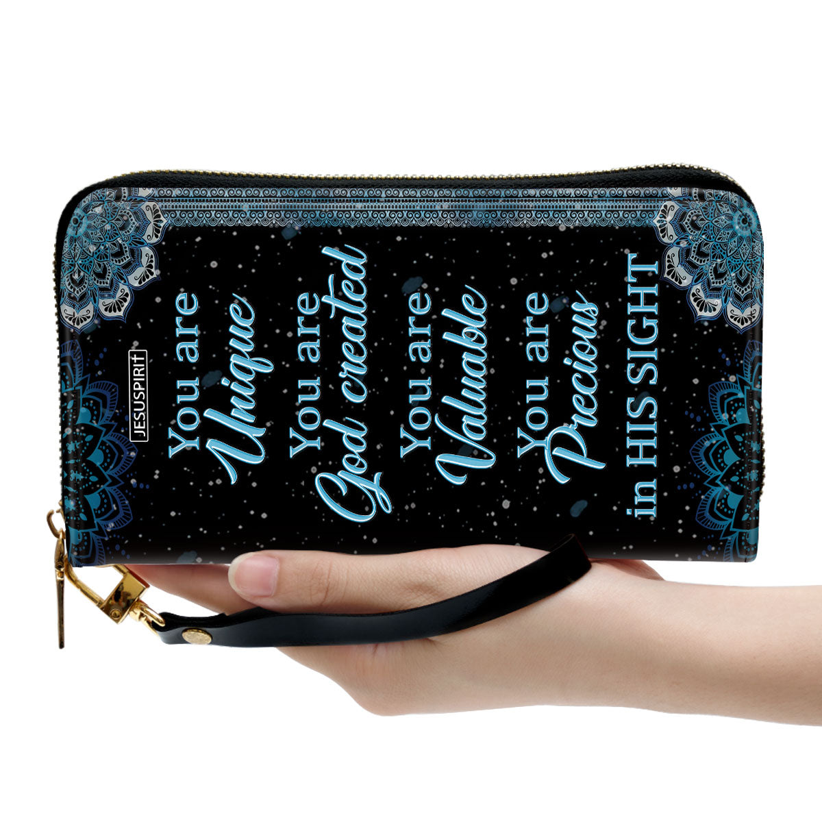 Jesuspirit | You Are Precious In His Sight | Spiritual Gift Faith For Women | Personalized Cross Zippered Leather Clutch Purse AM253C