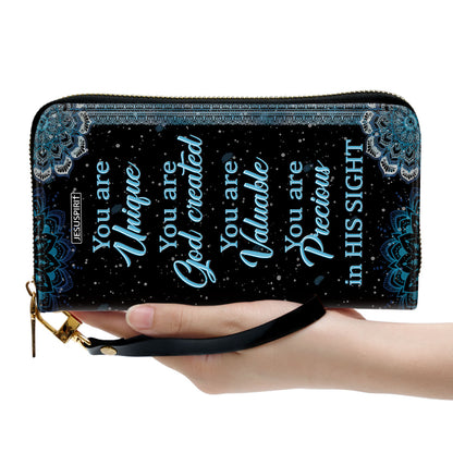 Jesuspirit | You Are Precious In His Sight | Spiritual Gift Faith For Women | Personalized Cross Zippered Leather Clutch Purse AM253C