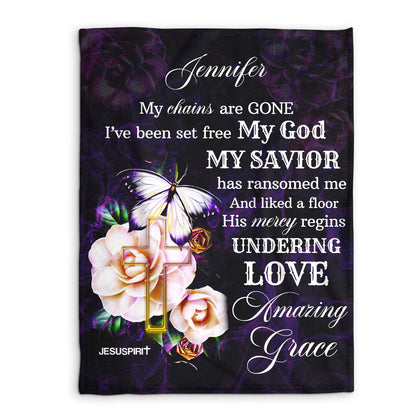 Jesuspirit | My God My Savior | Meaningful Personalized Fleece Blanket | Rose And Cross FBHN620
