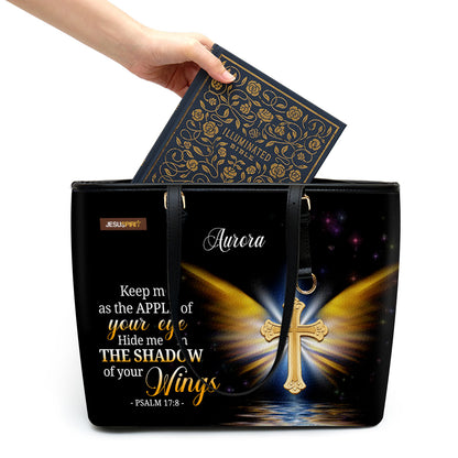 Jesuspirit | Hide Me In The Shadow Of Your Wings | Psalm 17:8 | Christ Gifts For Religious Women Personalized Large Leather Tote Bag With Long Strap LLTBH779