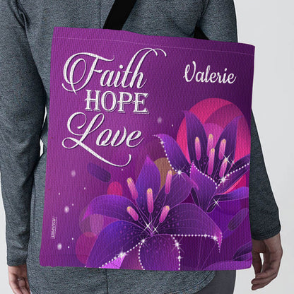 Personalized Christian Tote Bag - Faith, Hope, Love H07