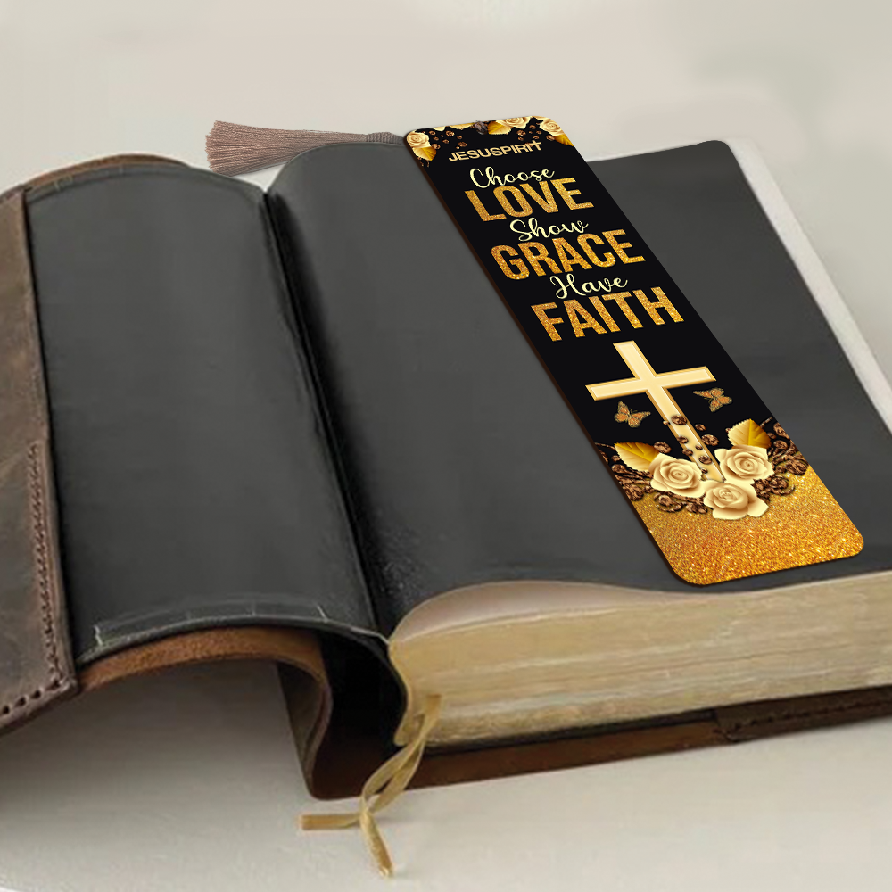Choose Love, Show Grace, Have Faith - Personalized Wooden Bookmarks BM28