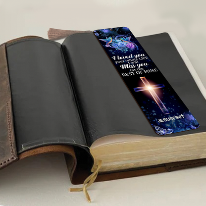 Jesuspirit Personalized Wooden Bookmarks | I Loved You Your Whole Life | Cross And Roses BM46