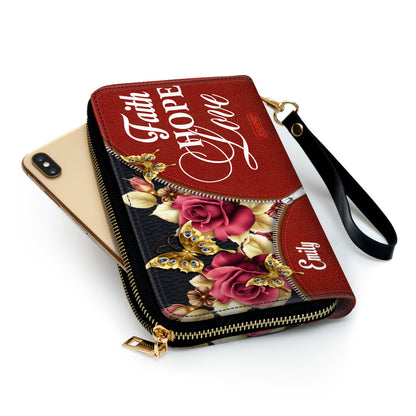Roses Christian Clutch Purse - Love - Hope - Faith CP03