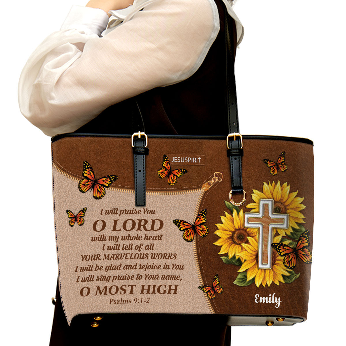 I Will Be Glad And Rejoice In You - Special Personalized Large Leather Tote Bag NUH297
