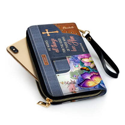 Must - Have Personalized Clutch Purse - He Works All Things For The Good Of Those Who Love Him NUM315