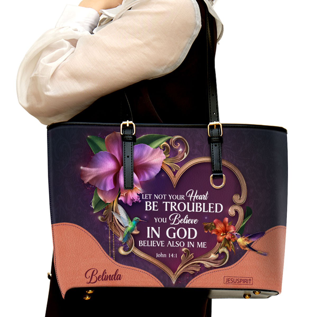 You Believe In God - Special Personalized Large Leather Tote Bag NUM393