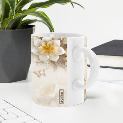 Pretty Personalized Flower White Ceramic Mug - You Are Forgiven NUHN353