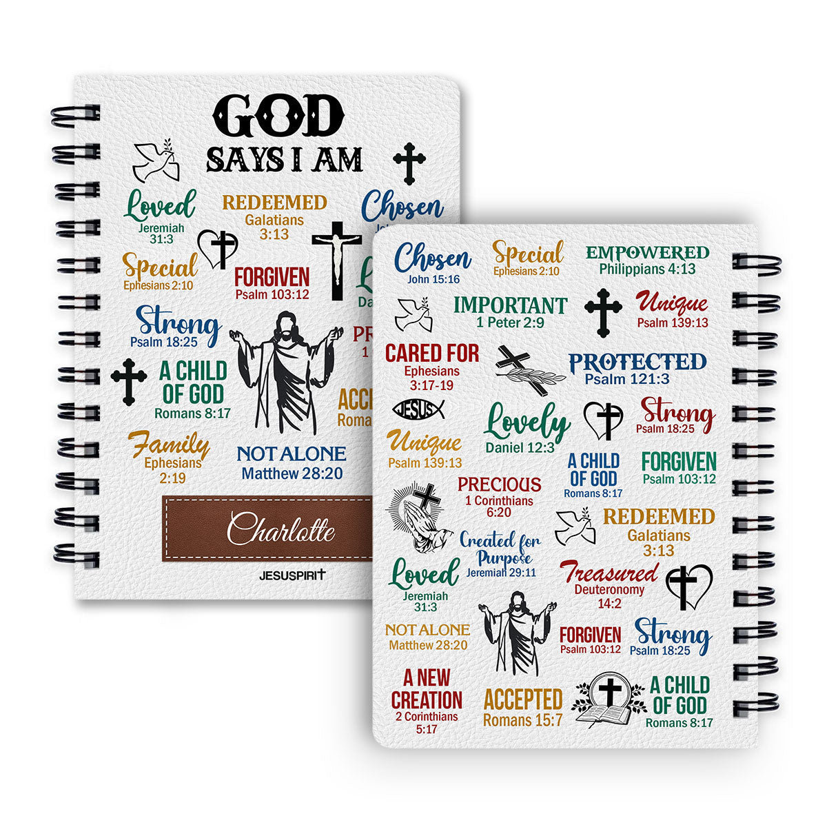 Jesuspirit | What God Says About You | Unique Religious Gifts For Christian Prayer | Personalized Spiral Journal SJH742