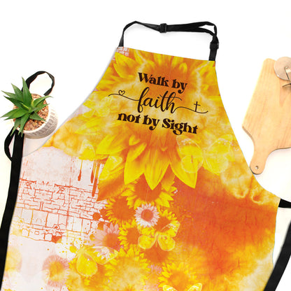 Jesuspirit | Walk By Faith Not By Sight | Religious Gift For Christian People | Sunflower Apron With Tie Back Closure HN120