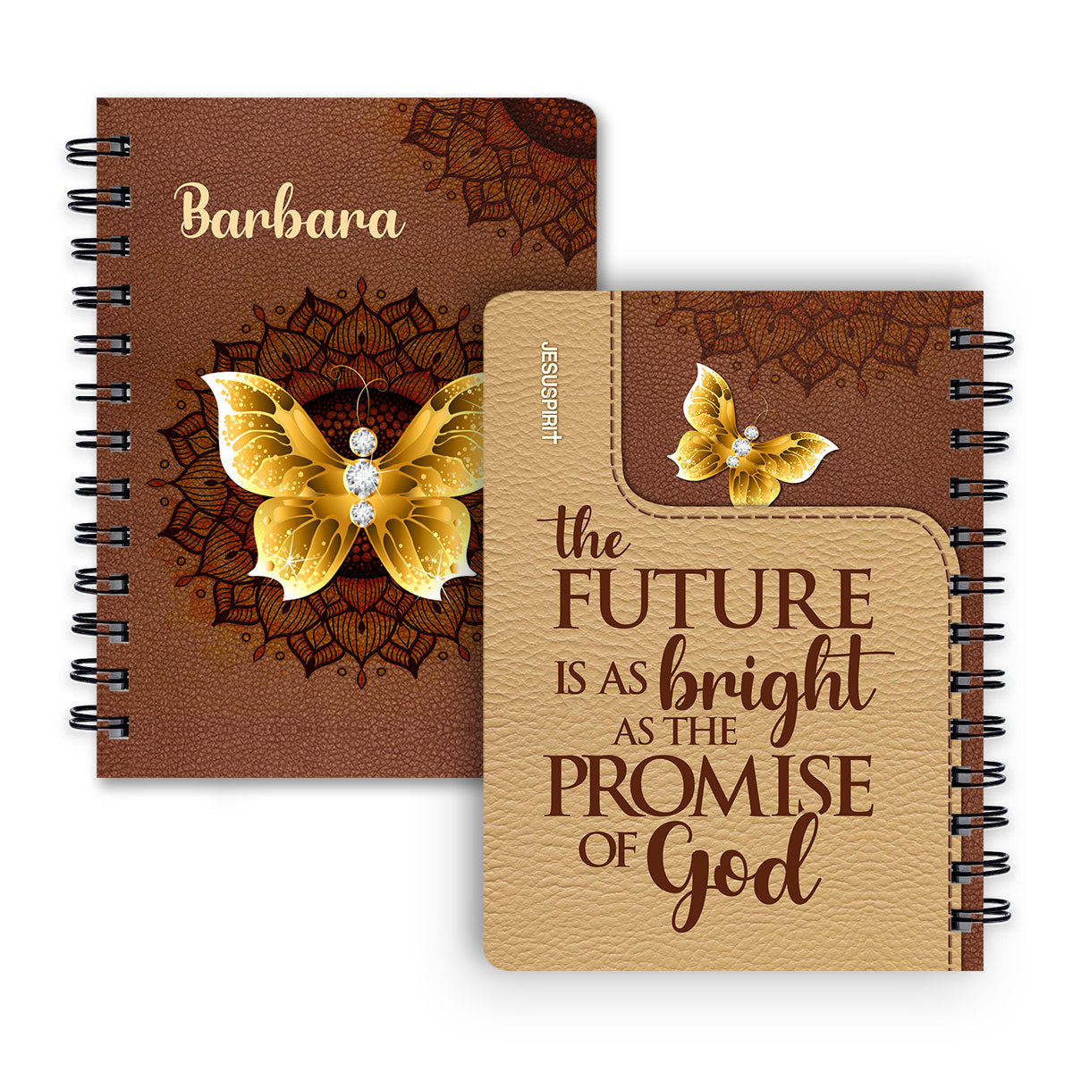 Jesuspirit | Personalized Spiral Journal | Butterfly And Flower | Scripture Gifts For Christian People SJH738