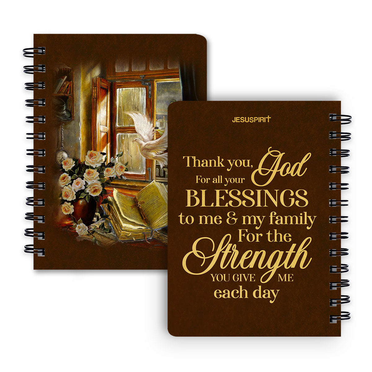 Jesuspirit Spiral Journal | Thank You God For All Your Blessings To Me And My Family | Christian Gifts For Friends SJHN656