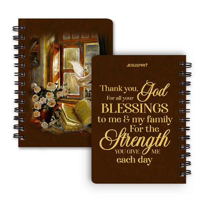 Jesuspirit Spiral Journal | Thank You God For All Your Blessings To Me And My Family | Christian Gifts For Friends SJHN656
