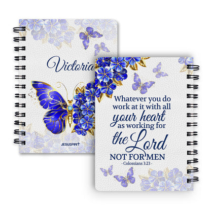 Jesuspirit | Colossians 3:23 | Butterfly And Flower | Scripture Gifts For Christian People | Personalized Spiral Journal SJH743