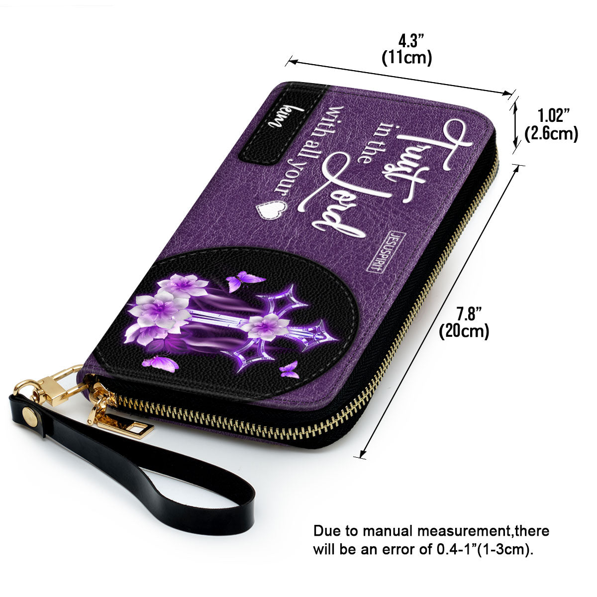 Awesome Personalized Floral Cross Clutch Purse - Trust In The Lord With All Your Heart AHN252
