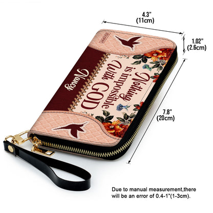 Nothing Is Impossible With God - Adorable Personalized Clutch Purse M04