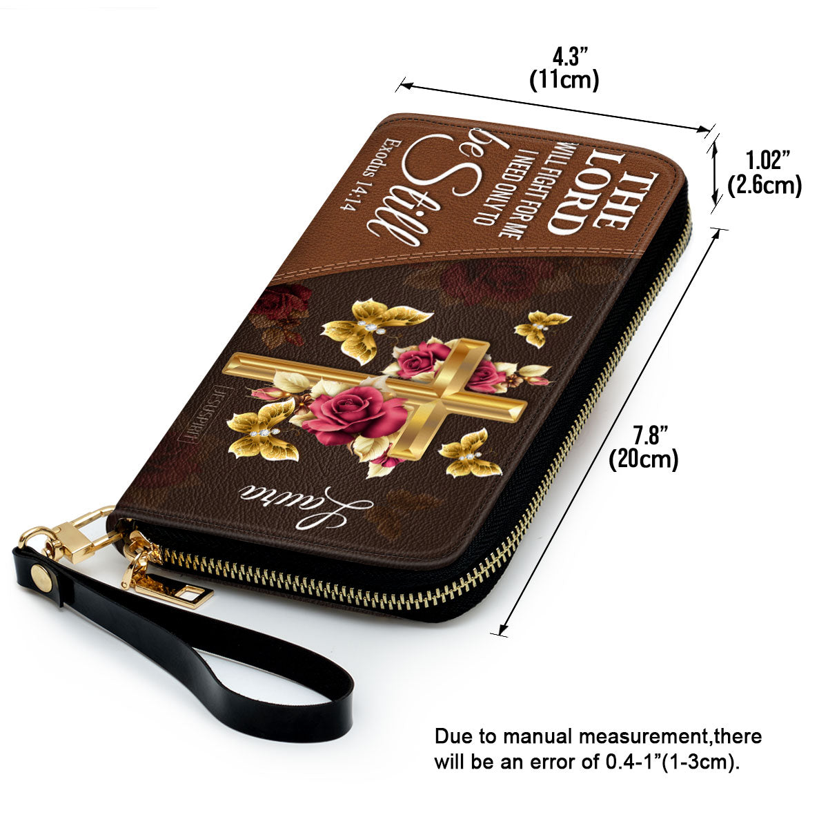 Gorgeous Personalized Rose And Cross Clutch Purse - I need only to be still NUH298