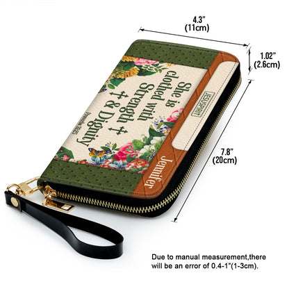 She Is Clothed With Strength And Dignity - Adorable Personalized Christian Clutch Purse NUHN307