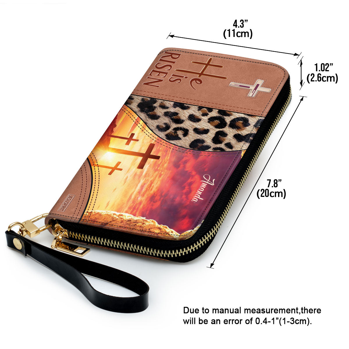 He Is Risen - Beautiful Personalized Cross Clutch Purse NUM295