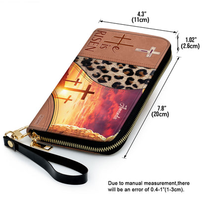 He Is Risen - Beautiful Personalized Cross Clutch Purse NUM295