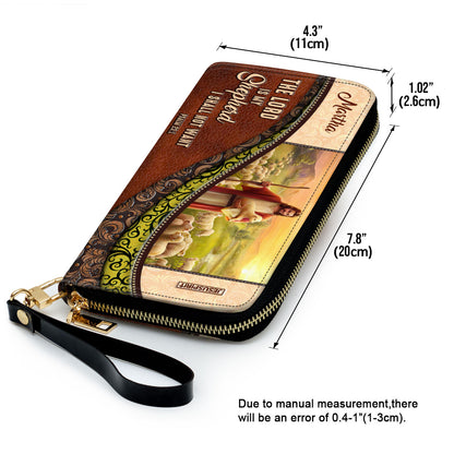 Beautiful Personalized Lamb Clutch Purse - The Lord Is My Shepherd, I Shall Not Want NUM301