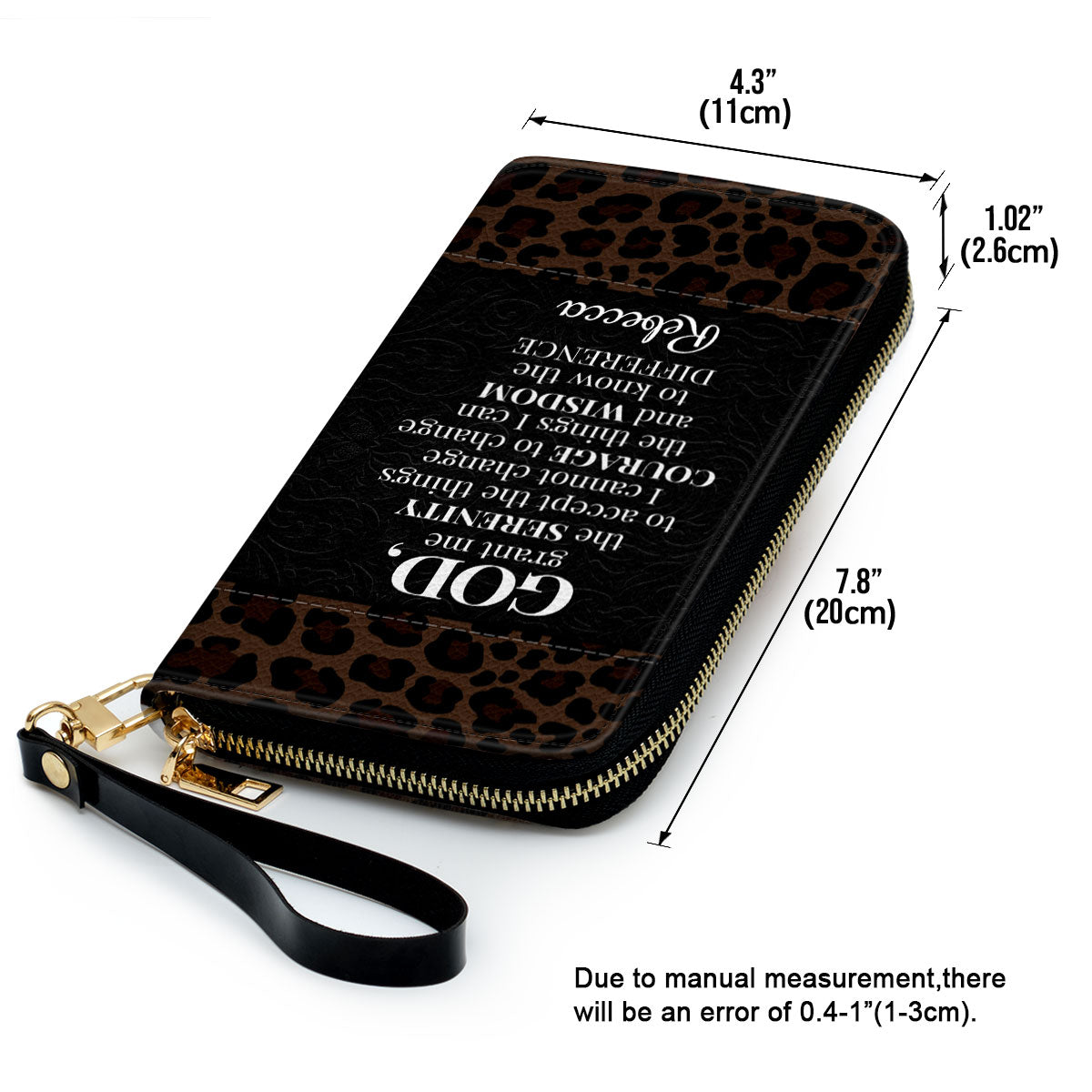 Jesuspirit | Christian Spiritual Gifts For Religious Women | God, Grant Me The Serenity To Accept The Things I Cannot Change | Personalized Cross Zippered Leather Clutch Purse NUH424H