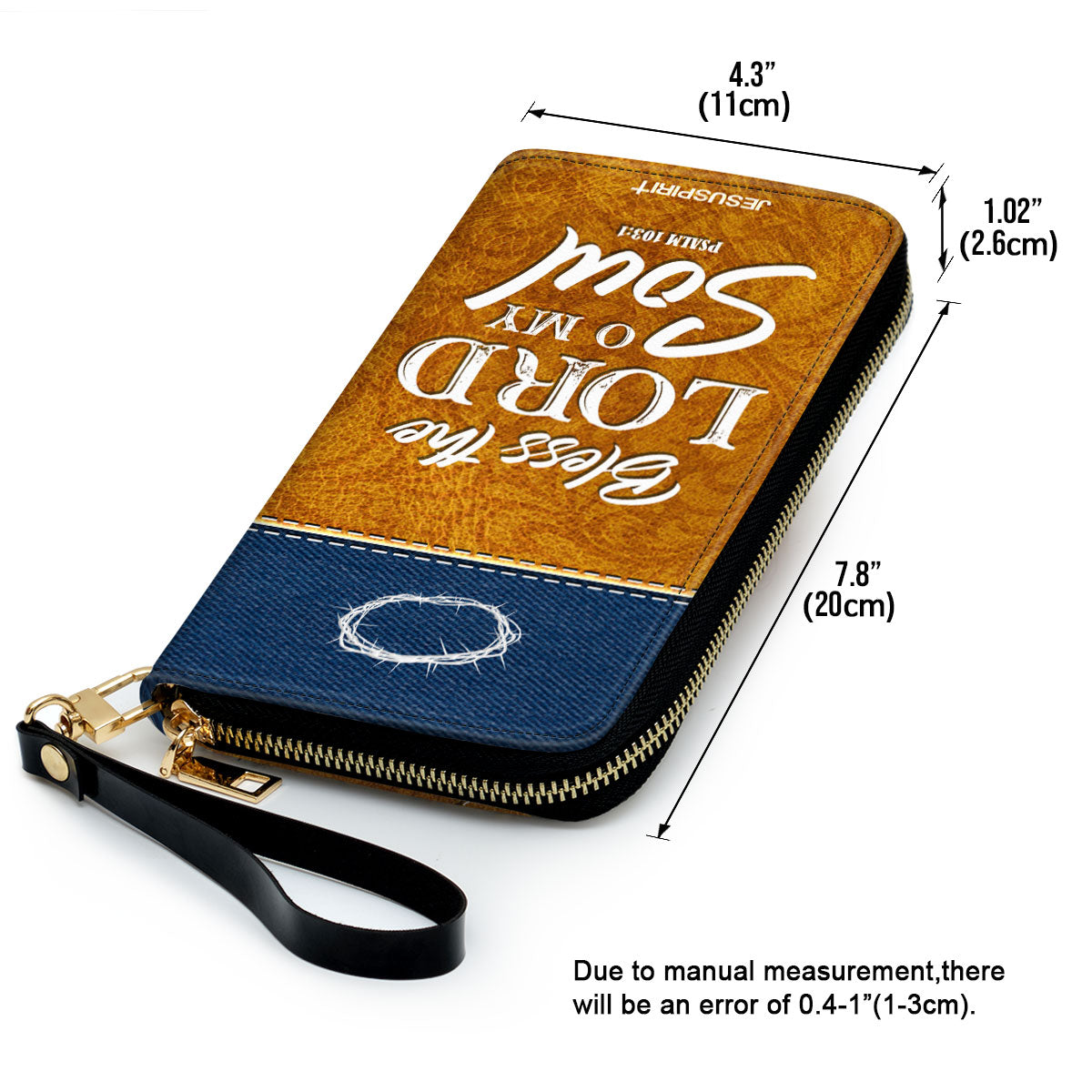Jesuspirit | Personalized Leather Clutch Purse | Spiritual Gifts For Christian Women | Psalm 103:1 | Bless The Lord O My Soul CPHN675