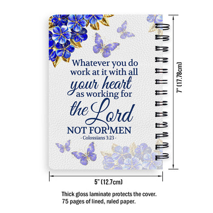 Jesuspirit | Colossians 3:23 | Butterfly And Flower | Scripture Gifts For Christian People | Personalized Spiral Journal SJH743