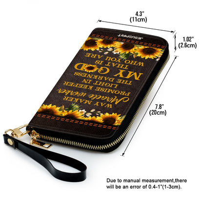 Jesuspirit | Personalized Sunflower Clutch Purse | Scripture Gifts For Christ Women | Way Maker And Miracle Worker HN147B