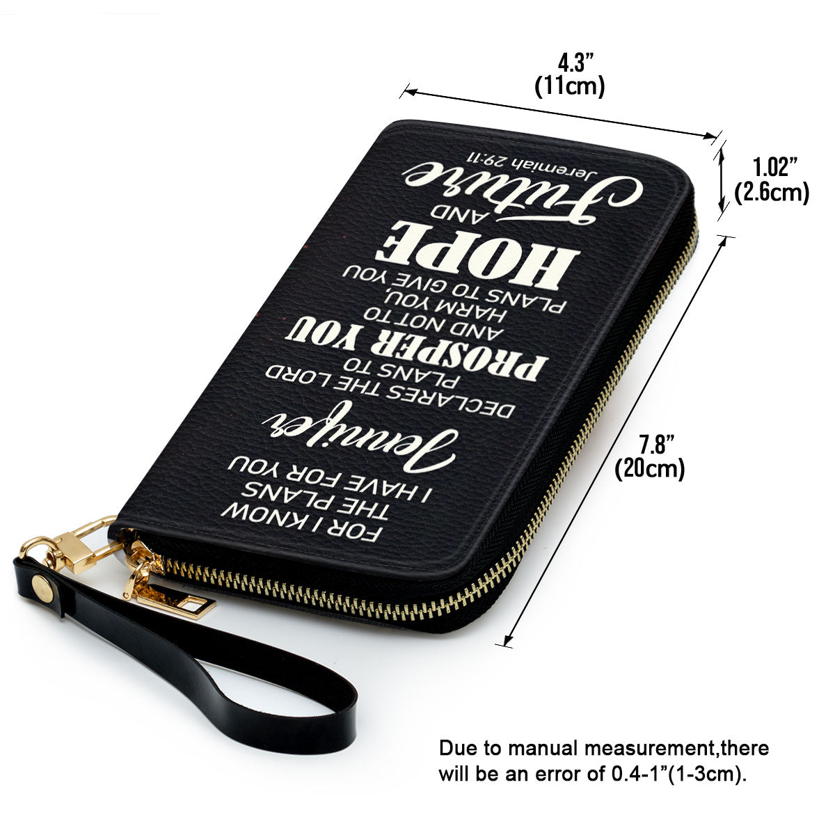 Jesuspirit | The Lord Plans To Prosper You And Not To Harm You | Jeremiah 29:11 | Personalized  Zippered Leather Clutch Purse | Christian Gifts For Women NUH283H
