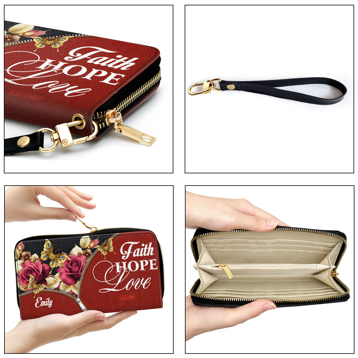 Roses Christian Clutch Purse - Love - Hope - Faith CP03
