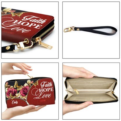 Roses Christian Clutch Purse - Love - Hope - Faith CP03