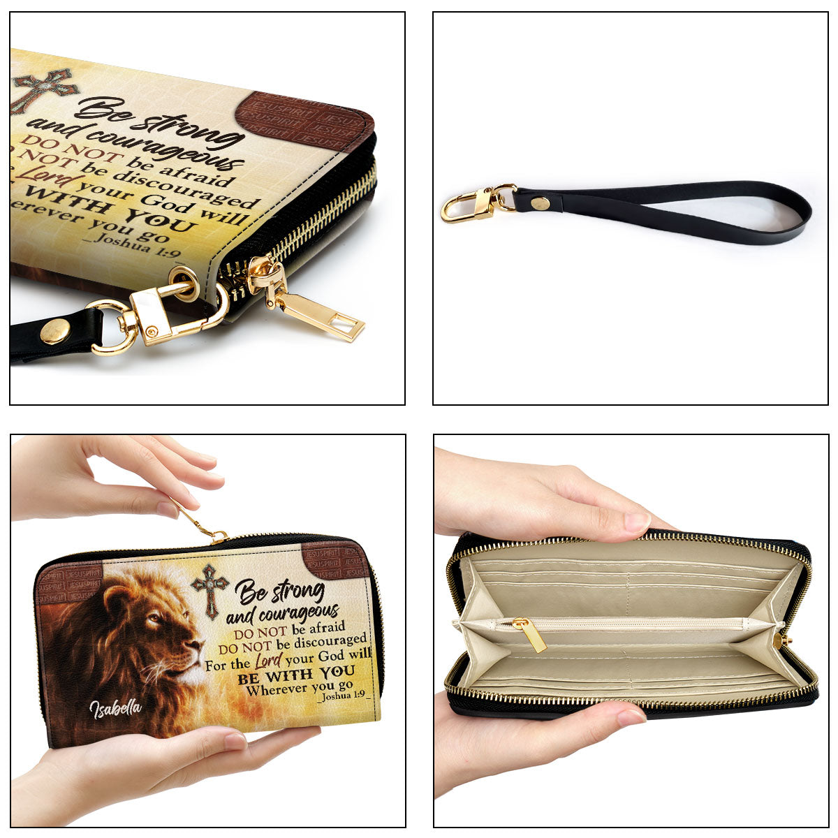 Special Personalized Cross Clutch Purse - Do Not Be Afraid, Do Not Be Discouraged NUHN304