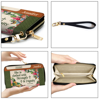 She Is Clothed With Strength And Dignity - Adorable Personalized Christian Clutch Purse NUHN307