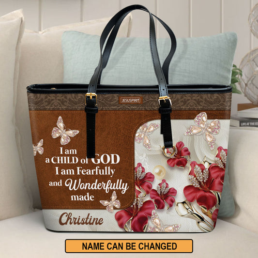 I Am Fearfully And Wonderfully Made - Personalized Large Leather Tote Bag NUH303