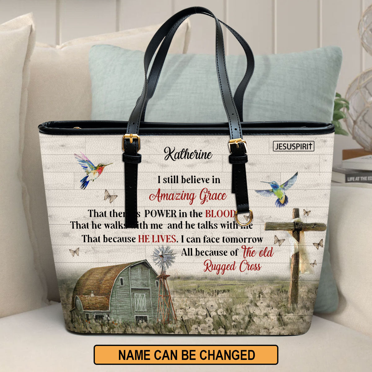 I Still Believe In Amazing Grace - Adorable Personalized Large Leather Tote Bag NUHN145F