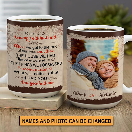 To My Grumpy Old Husband - Sweet Personalized White Ceramic Mug NUM281B